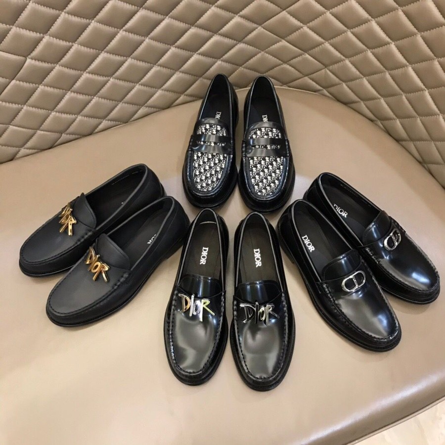 Dior Canvas stitching cowhide men s business casual leather shoes