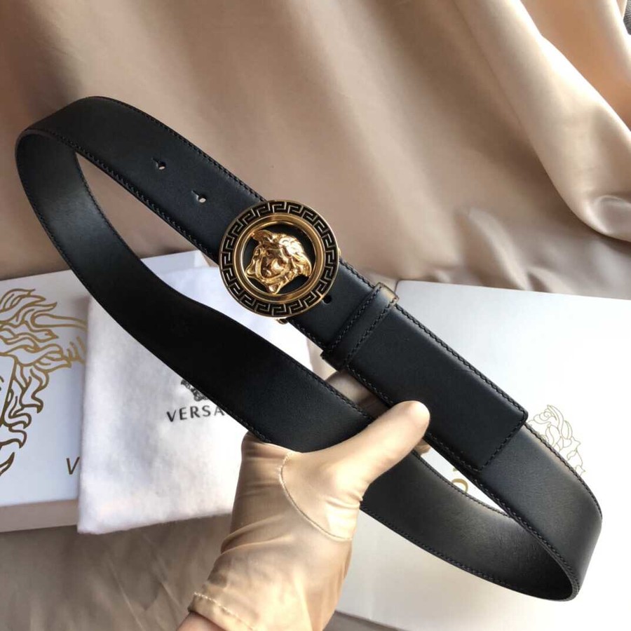 Versace Classic logo stainless steel Medusa metal buckle Reversible leather belt 3.8cm
