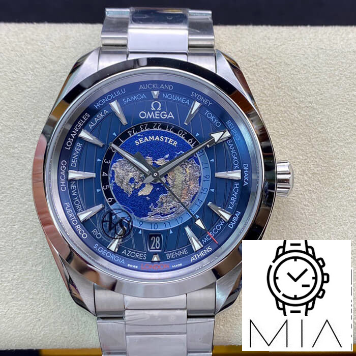 Omega Seamaster Aqua Terra GMT Worldtimer 220.10.43.22.03.001 VS Factory Blue Dial