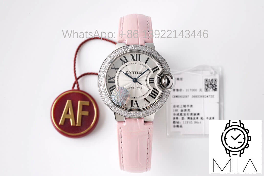Ballon Bleu De Cartier 33MM WE902067 AF Factory Pink Leather Strap